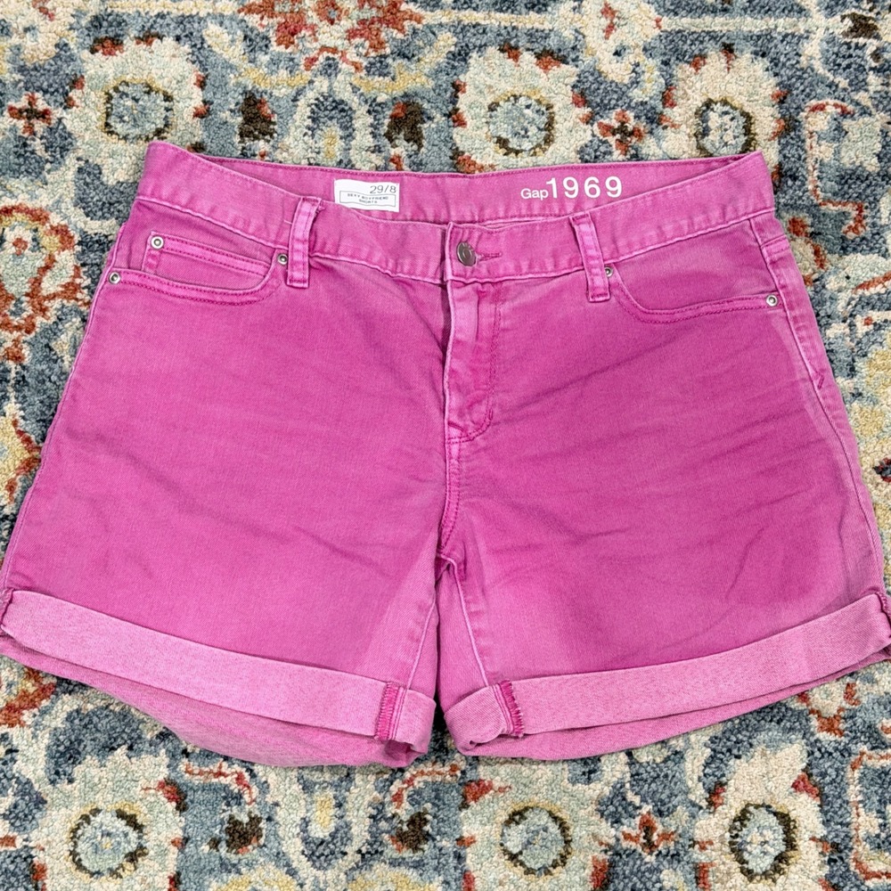 Gap Sexy Boyfriend Shorts Women 8 Pink Cuffed Denim Summer Barbiecore EUC